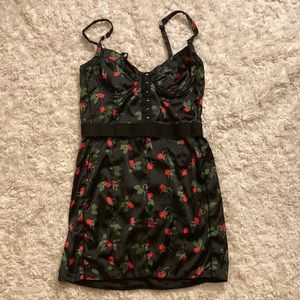 For Love and Lemons Victoria’s Secret Black Roses Mini Dress Size M